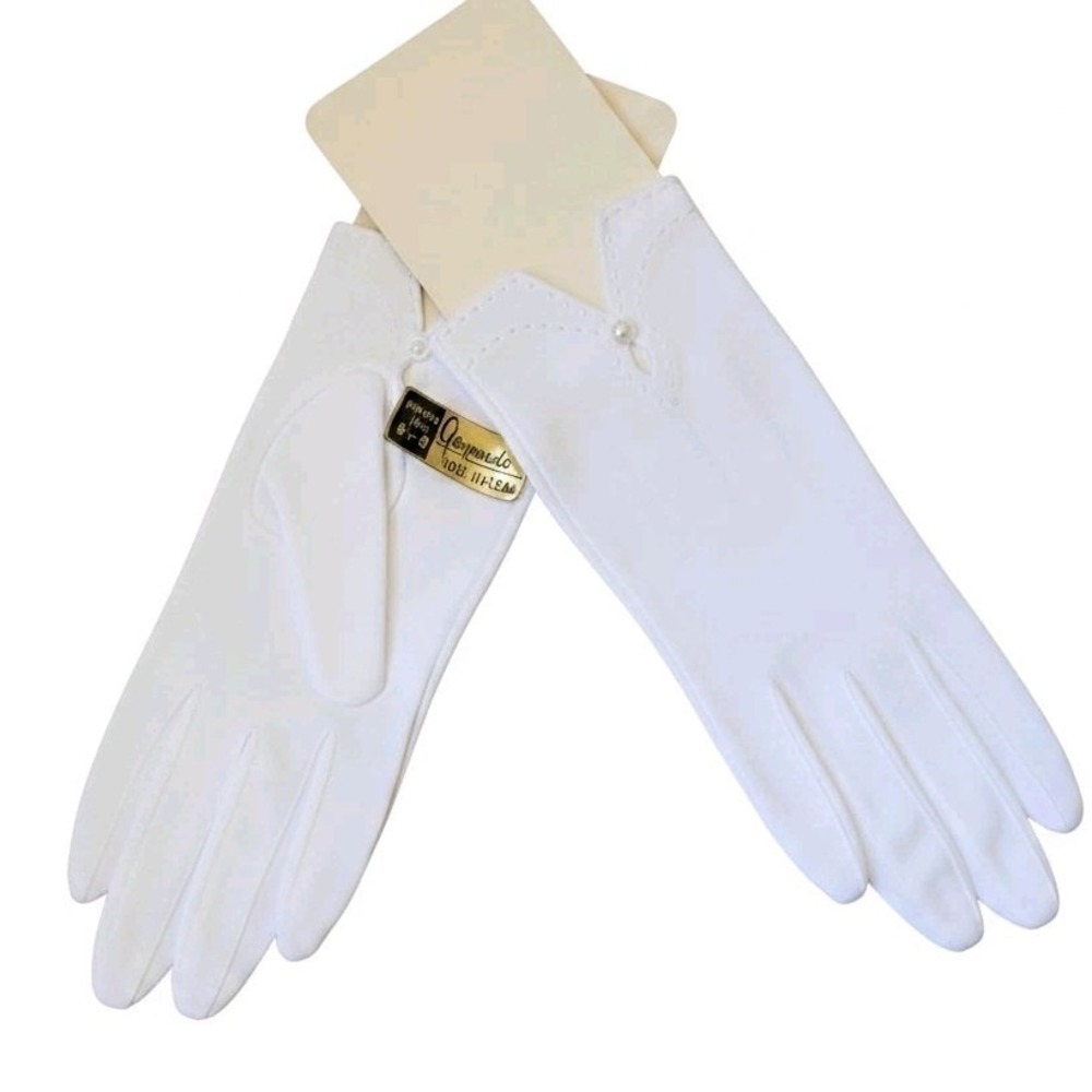 Penneys Gaymode Vintage Gloves Nylon Size 6.5-8" White Women's 50s 60s